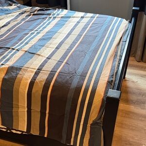Pottery Barn Queen Striped Duvet Cover with 2 Matching Euro Shams